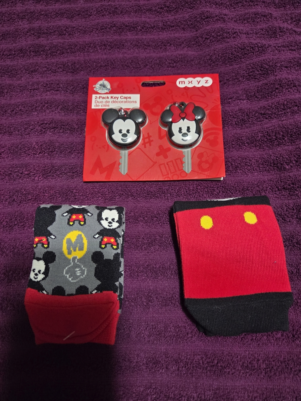 Disney Red, Black & Gray Kids Key Caps and Socks Set